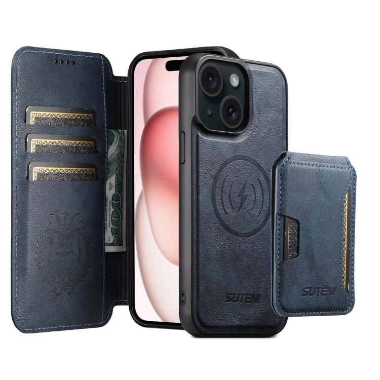 Suteni Q05S3 3-in-1 Detachable Vertical Flip Wallet MagSafe Leather Phone Case, For iPhone 16 Pro, For iPhone 16 Plus, For iPhone 16, For iPhone 15 Pro Max, For iPhone 15 Pro, For iPhone 15 Plus, For iPhone 15, For iPhone 14 Plus