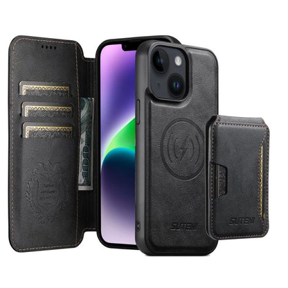 Suteni Q05S3 3-in-1 Detachable Vertical Flip Wallet MagSafe Leather Phone Case, For iPhone 16 Pro, For iPhone 16 Plus, For iPhone 16, For iPhone 15 Pro Max, For iPhone 15 Pro, For iPhone 15 Plus, For iPhone 15, For iPhone 14 Plus