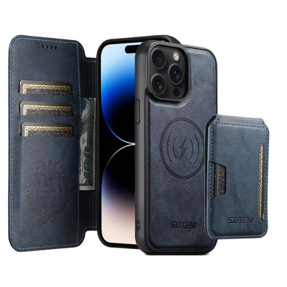 Suteni Q05S3 3-in-1 Detachable Vertical Flip Wallet MagSafe Leather Phone Case, For iPhone 14, For iPhone 14 Pro, For iPhone 14 Pro Max, For iPhone 13 Pro Max, For iPhone 13 Pro, For iPhone 13, For iPhone 12, For iPhone 12 Pro Max