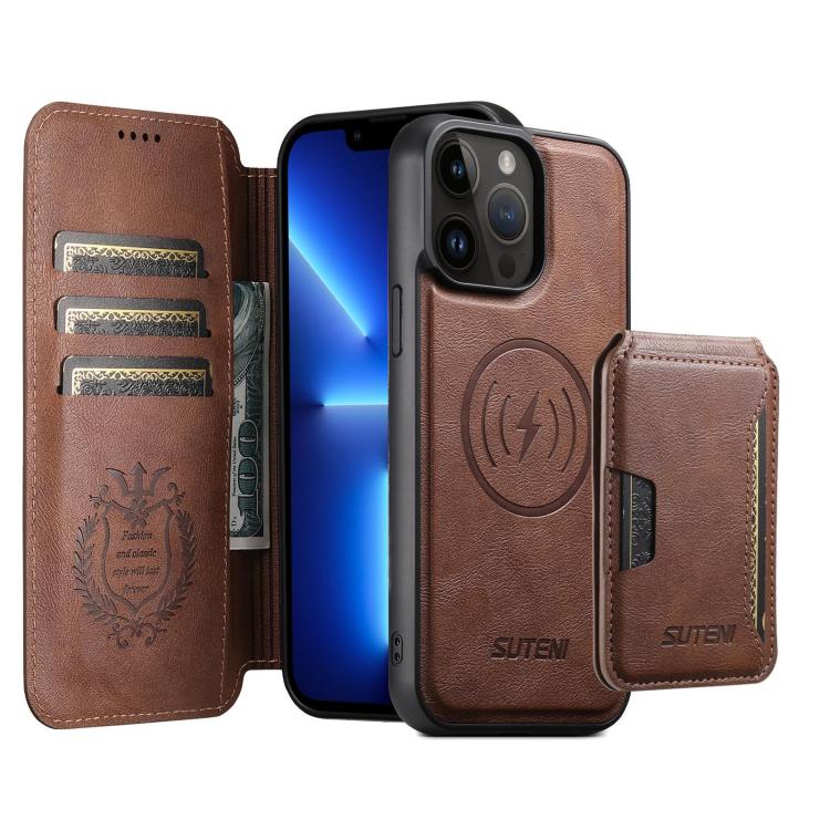 Suteni Q05S3 3-in-1 Detachable Vertical Flip Wallet MagSafe Leather Phone Case, For iPhone 14, For iPhone 14 Pro, For iPhone 14 Pro Max, For iPhone 13 Pro Max, For iPhone 13 Pro, For iPhone 13, For iPhone 12, For iPhone 12 Pro Max