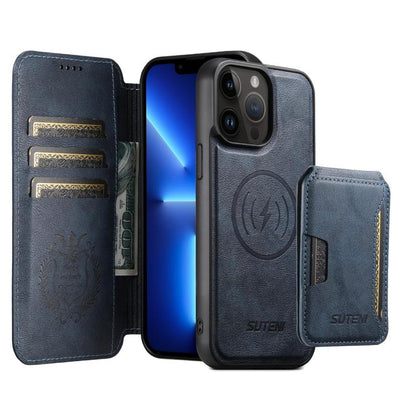 Suteni Q05S3 3-in-1 Detachable Vertical Flip Wallet MagSafe Leather Phone Case, For iPhone 14, For iPhone 14 Pro, For iPhone 14 Pro Max, For iPhone 13 Pro Max, For iPhone 13 Pro, For iPhone 13, For iPhone 12, For iPhone 12 Pro Max