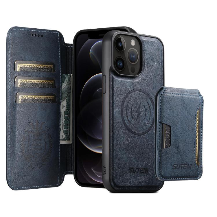 Suteni Q05S3 3-in-1 Detachable Vertical Flip Wallet MagSafe Leather Phone Case, For iPhone 12 Pro