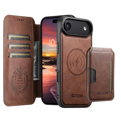 Suteni Q05S3 3-in-1 Detachable Vertical Flip Wallet MagSafe Leather Phone Case, For iPhone 18, For iPhone 18 Pro, For iPhone 18 Pro Max, For iPhone 17 Pro Max, For iPhone 17 Pro, For iPhone 17, For iPhone Air, For iPhone 16 Pro Max