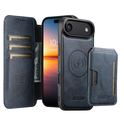 Suteni Q05S3 3-in-1 Detachable Vertical Flip Wallet MagSafe Leather Phone Case, For iPhone 18, For iPhone 18 Pro, For iPhone 18 Pro Max, For iPhone 17 Pro Max, For iPhone 17 Pro, For iPhone 17, For iPhone Air, For iPhone 16 Pro Max