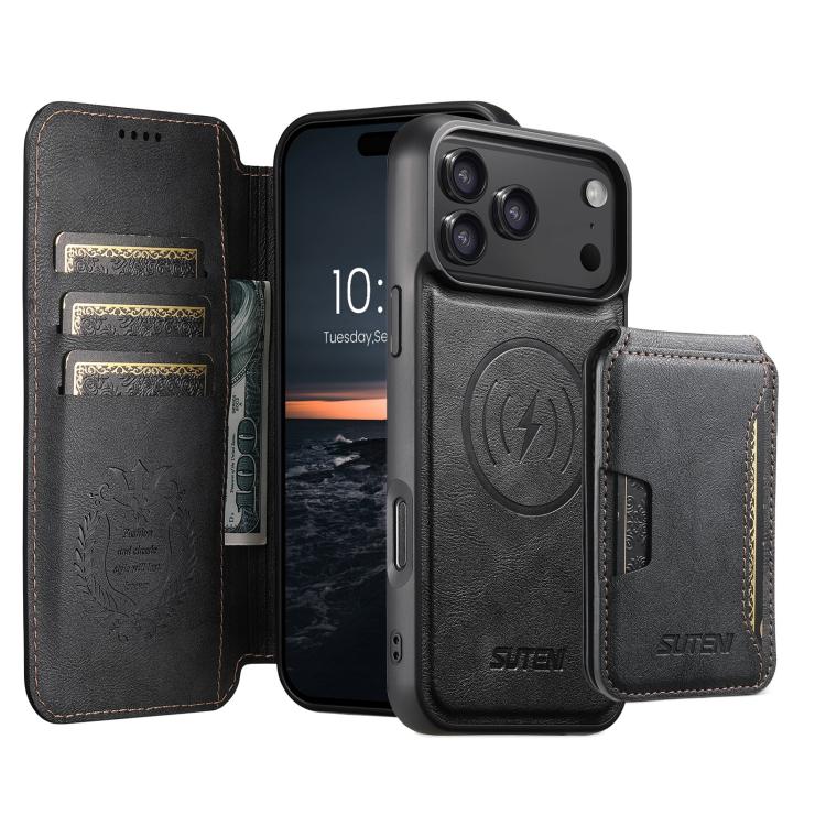 Suteni Q05S3 3-in-1 Detachable Vertical Flip Wallet MagSafe Leather Phone Case, For iPhone 18, For iPhone 18 Pro, For iPhone 18 Pro Max, For iPhone 17 Pro Max, For iPhone 17 Pro, For iPhone 17, For iPhone Air, For iPhone 16 Pro Max