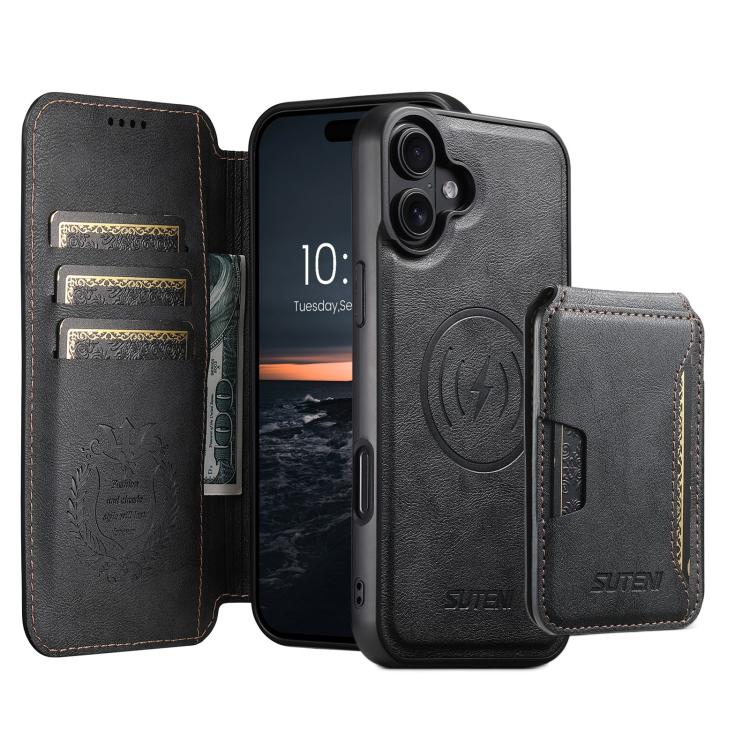 Suteni Q05S3 3-in-1 Detachable Vertical Flip Wallet MagSafe Leather Phone Case, For iPhone 18, For iPhone 18 Pro, For iPhone 18 Pro Max, For iPhone 17 Pro Max, For iPhone 17 Pro, For iPhone 17, For iPhone Air, For iPhone 16 Pro Max