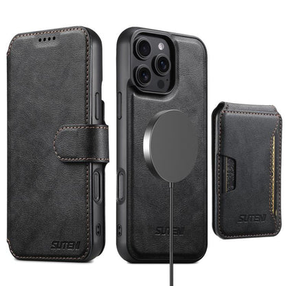 Suteni Q05S3 3-in-1 Detachable Vertical Flip Wallet MagSafe Leather Phone Case, For iPhone 18, For iPhone 18 Pro, For iPhone 18 Pro Max, For iPhone 17 Pro Max, For iPhone 17 Pro, For iPhone 17, For iPhone Air, For iPhone 16 Pro Max