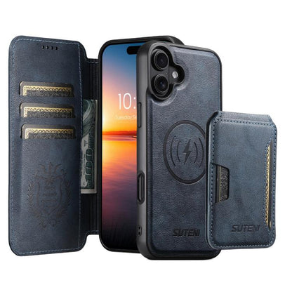 Suteni Q05S3 3-in-1 Detachable Vertical Flip Wallet MagSafe Leather Phone Case, For iPhone 18, For iPhone 18 Pro, For iPhone 18 Pro Max, For iPhone 17 Pro Max, For iPhone 17 Pro, For iPhone 17, For iPhone Air, For iPhone 16 Pro Max