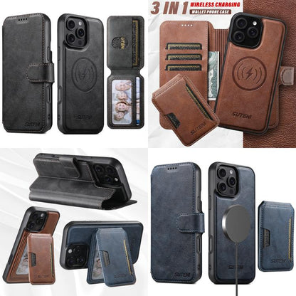 Suteni Q05S3 3-in-1 Detachable Vertical Flip Wallet MagSafe Leather Phone Case, For iPhone 18, For iPhone 18 Pro, For iPhone 18 Pro Max, For iPhone 17 Pro Max, For iPhone 17 Pro, For iPhone 17, For iPhone Air, For iPhone 16 Pro Max