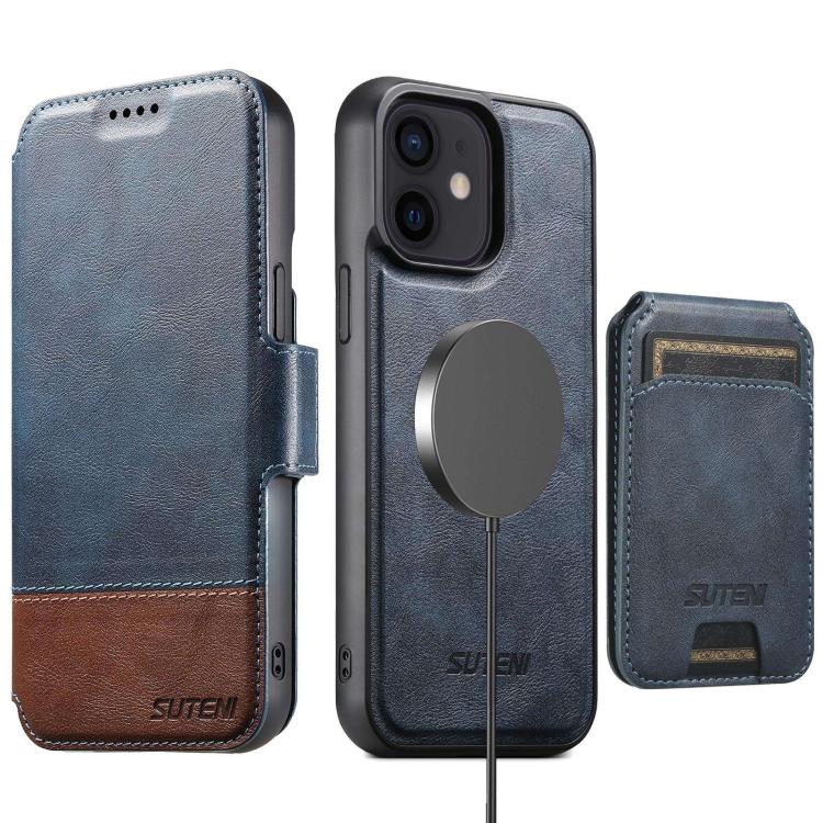 Suteni Q06S2 3-in-1 Detachable Vertical Flip Wallet MagSafe Splicing Leather Phone Case, For iPhone 14, For iPhone 14 Pro, For iPhone 14 Pro Max, For iPhone 13 Pro Max, For iPhone 13 Pro, For iPhone 13, For iPhone 12, For iPhone 12 Pro Max