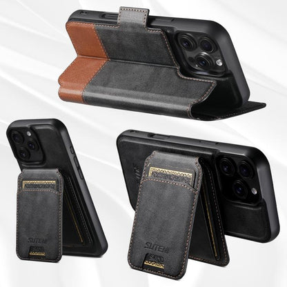 Suteni Q06S2 3-in-1 Detachable Vertical Flip Wallet MagSafe Splicing Leather Phone Case, For iPhone 12 Pro