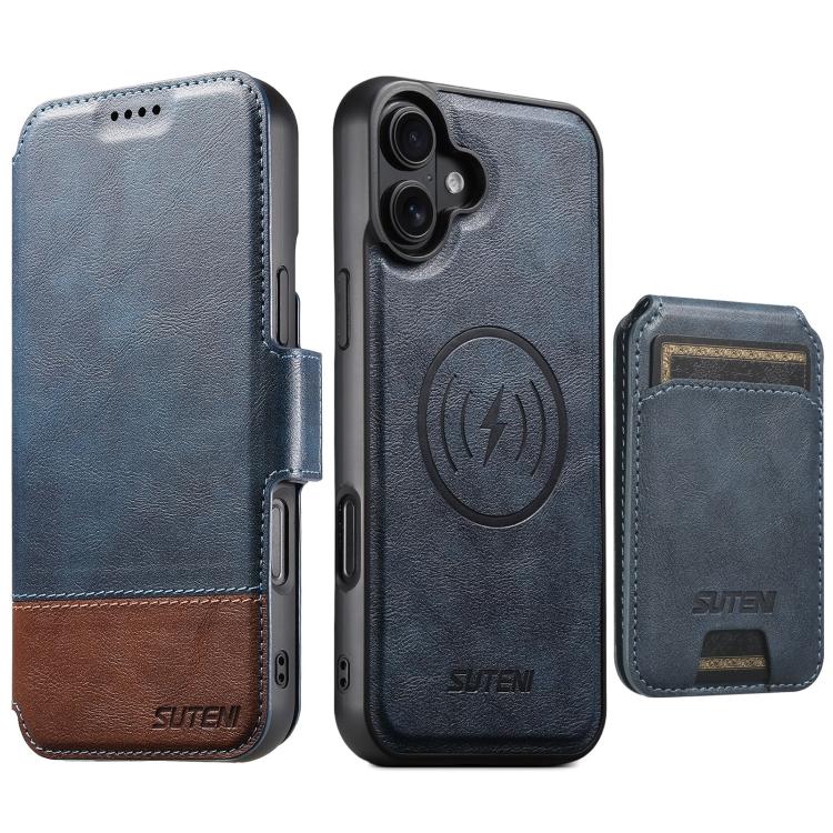 Suteni Q06S2 3-in-1 Detachable Vertical Flip Wallet MagSafe Splicing Leather Phone Case, For iPhone 18, For iPhone 18 Pro, For iPhone 18 Pro Max, For iPhone 17 Pro Max, For iPhone 17 Pro, For iPhone 17, For iPhone Air, For iPhone 16 Pro Max