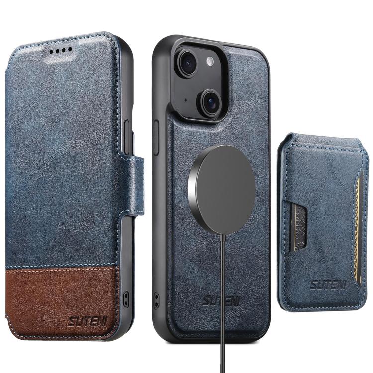 Suteni Q06S3 3-in-1 Splicing Detachable Vertical Flip Wallet MagSafe Leather Phone Case, For iPhone 16 Pro, For iPhone 16 Plus, For iPhone 16, For iPhone 15 Pro Max, For iPhone 15 Pro, For iPhone 15 Plus, For iPhone 15, For iPhone 14 Plus