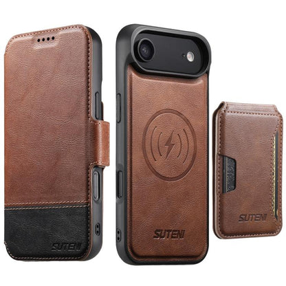 Suteni Q06S3 3-in-1 Splicing Detachable Vertical Flip Wallet MagSafe Leather Phone Case, For iPhone 18, For iPhone 18 Pro, For iPhone 18 Pro Max, For iPhone 17 Pro Max, For iPhone 17 Pro, For iPhone 17, For iPhone Air, For iPhone 16 Pro Max