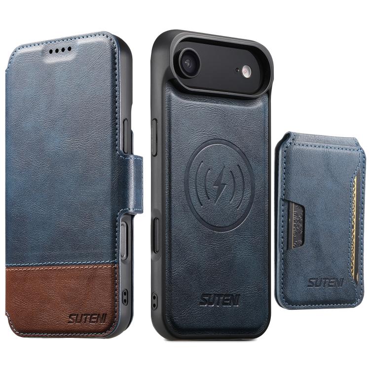 Suteni Q06S3 3-in-1 Splicing Detachable Vertical Flip Wallet MagSafe Leather Phone Case, For iPhone 18, For iPhone 18 Pro, For iPhone 18 Pro Max, For iPhone 17 Pro Max, For iPhone 17 Pro, For iPhone 17, For iPhone Air, For iPhone 16 Pro Max