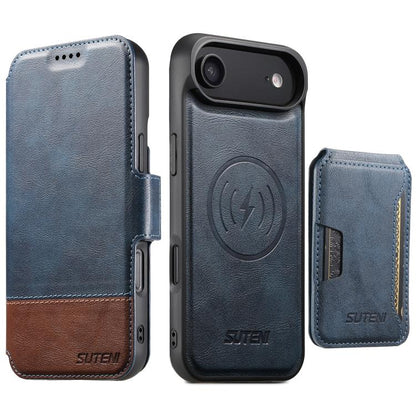 Suteni Q06S3 3-in-1 Splicing Detachable Vertical Flip Wallet MagSafe Leather Phone Case, For iPhone 18, For iPhone 18 Pro, For iPhone 18 Pro Max, For iPhone 17 Pro Max, For iPhone 17 Pro, For iPhone 17, For iPhone Air, For iPhone 16 Pro Max