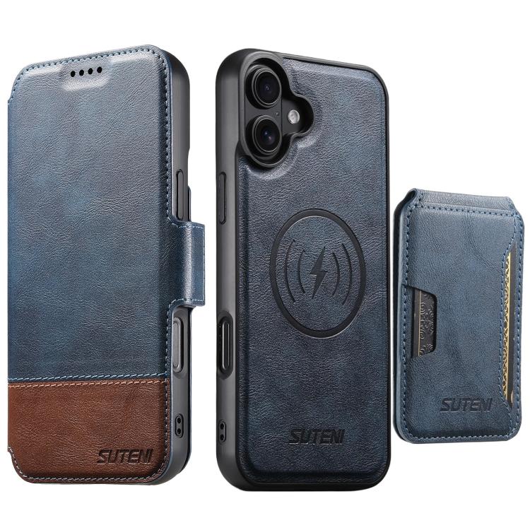 Suteni Q06S3 3-in-1 Splicing Detachable Vertical Flip Wallet MagSafe Leather Phone Case, For iPhone 18, For iPhone 18 Pro, For iPhone 18 Pro Max, For iPhone 17 Pro Max, For iPhone 17 Pro, For iPhone 17, For iPhone Air, For iPhone 16 Pro Max