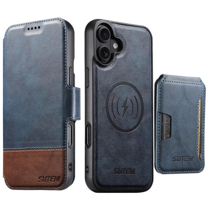 Suteni Q06S3 3-in-1 Splicing Detachable Vertical Flip Wallet MagSafe Leather Phone Case, For iPhone 18, For iPhone 18 Pro, For iPhone 18 Pro Max, For iPhone 17 Pro Max, For iPhone 17 Pro, For iPhone 17, For iPhone Air, For iPhone 16 Pro Max