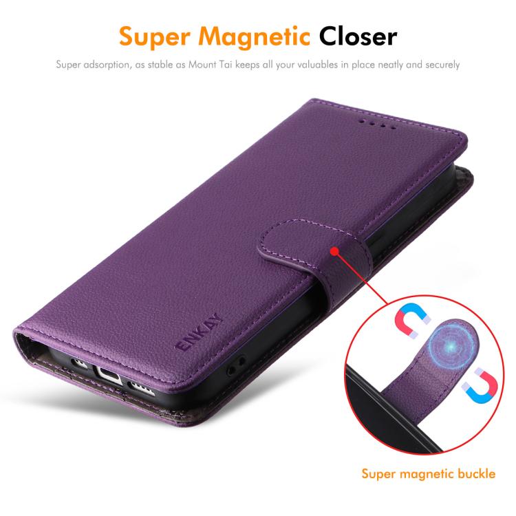 ENKAY RFID Blocking Wallet Kickstand Litchi Texture Leather Phone Case, For iPhone 18 Pro / 17 Pro, For iPhone 18 Pro Max / 17 Pro Max, For iPhone 17e / 16e, For iPhone 17