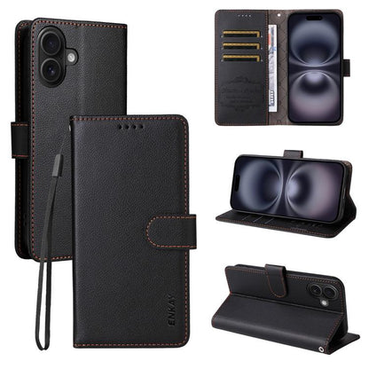 ENKAY RFID Blocking Wallet Kickstand Litchi Texture Leather Phone Case, For iPhone 18 Pro / 17 Pro, For iPhone 18 Pro Max / 17 Pro Max, For iPhone 17e / 16e, For iPhone 17