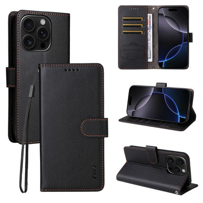 ENKAY RFID Blocking Wallet Kickstand Litchi Texture Leather Phone Case