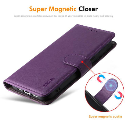 ENKAY RFID Blocking Wallet Kickstand Litchi Texture Leather Phone Case