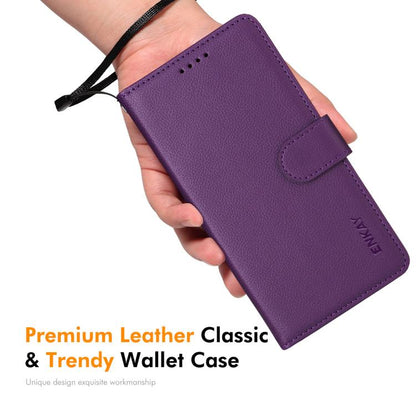 ENKAY RFID Blocking Wallet Kickstand Litchi Texture Leather Phone Case