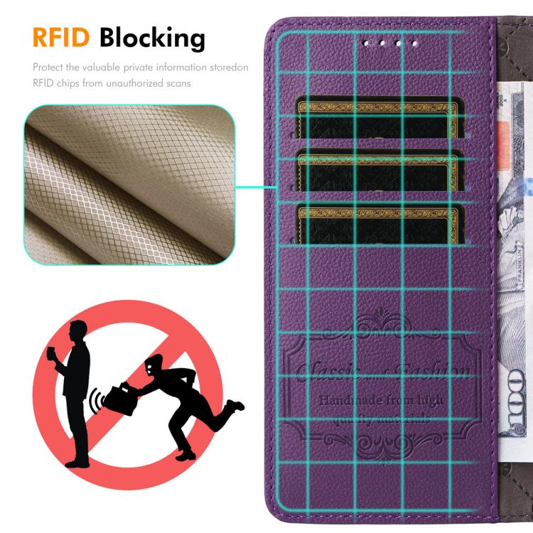 ENKAY RFID Blocking Wallet Kickstand Litchi Texture Leather Phone Case