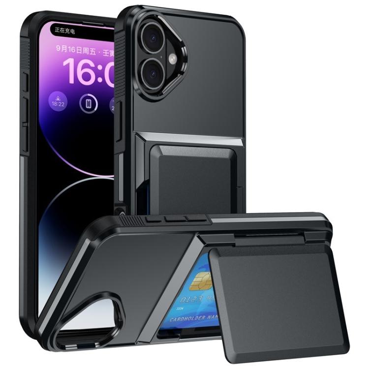 Kalebol Flip Card Wallet Holder Shockproof Phone Case, For iPhone 16 Pro Max, For iPhone 16 Pro, For iPhone 16 Plus, For iPhone 16