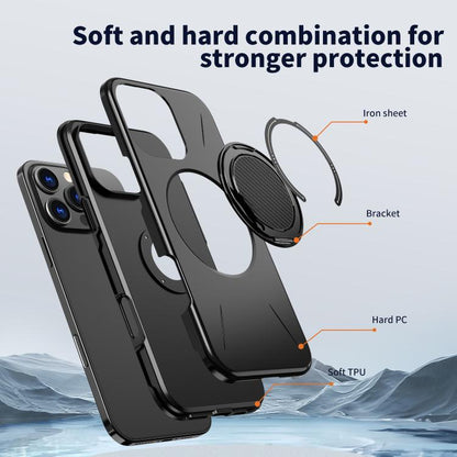 Kalebol Magnetic MagSafe Rotation Holder PC Phone Case, For iPhone 15 Pro, For iPhone 15, For iPhone 14
