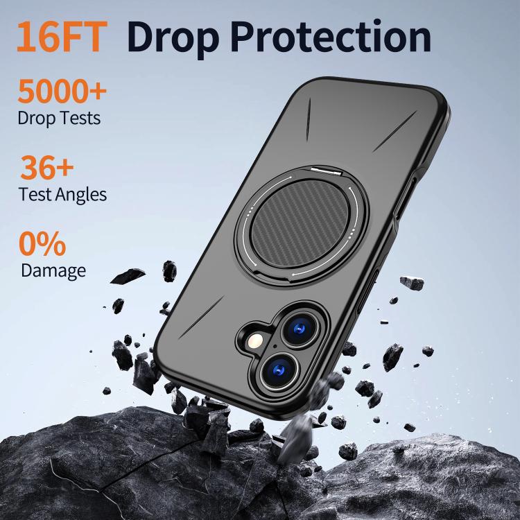 Kalebol Magnetic MagSafe Rotation Holder PC Phone Case, For iPhone 16 Plus, For iPhone 16, For iPhone 15 Pro Max