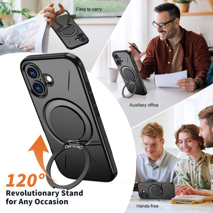 Kalebol Magnetic MagSafe Rotation Holder PC Phone Case, For iPhone 16 Plus, For iPhone 16, For iPhone 15 Pro Max