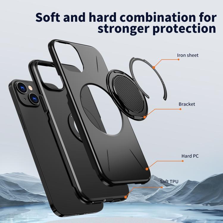 Kalebol Magnetic MagSafe Rotation Holder PC Phone Case, For iPhone 15, For iPhone 14, For iPhone 14 Pro