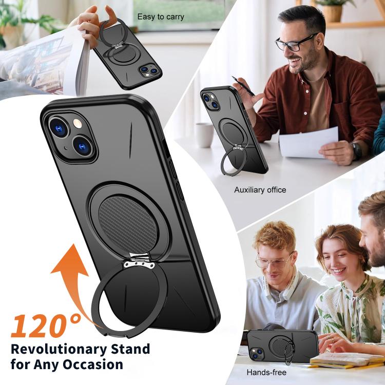 Kalebol Magnetic MagSafe Rotation Holder PC Phone Case, For iPhone 15, For iPhone 14, For iPhone 14 Pro