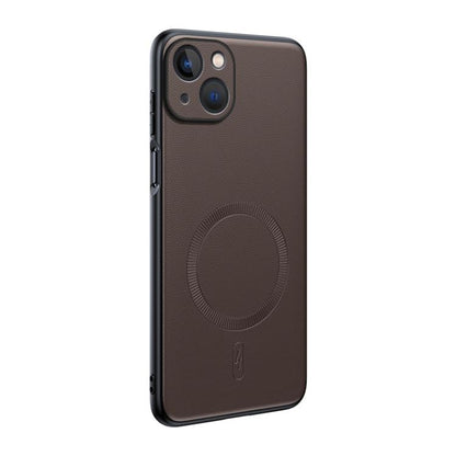 Plain Leather MagSafe Shockproof Phone Case, For iPhone 16 Pro, For iPhone 16 Plus, For iPhone 16, For iPhone 15 Pro Max, For iPhone 15 Pro, For iPhone 15 Plus