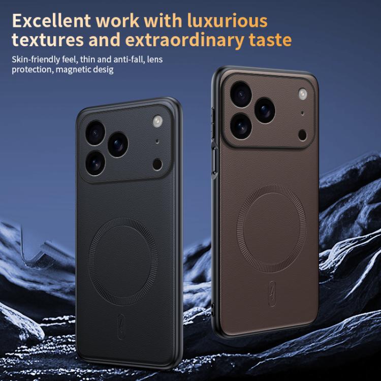 Plain Leather MagSafe Shockproof Phone Case, For iPhone 17 Pro Max, For iPhone 17 Pro, For iPhone 17, For iPhone Air, For iPhone 16e, For iPhone 16 Pro Max