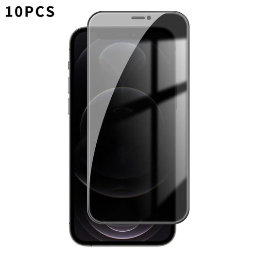 10pcs Kalebol High-Aluminum Screen-Printed Full-Coverage Black-Border Privacy Tempered Glass Film, For iPhone 12 Pro Max, For iPhone 12 Pro, For iPhone 11 Pro Max, For iPhone 11, For iPhone 11 Pro, For iPhone XS, For iPhone XR, For iPhone XS Max       ...