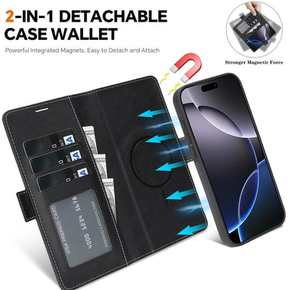 Kalebol Strong Magnetic MagSafe Ring 2 In 1 Split Leather Phone Case, For iPhone Air, For iPhone 16 Pro Max, For iPhone 16 Pro, For iPhone 16 Plus
