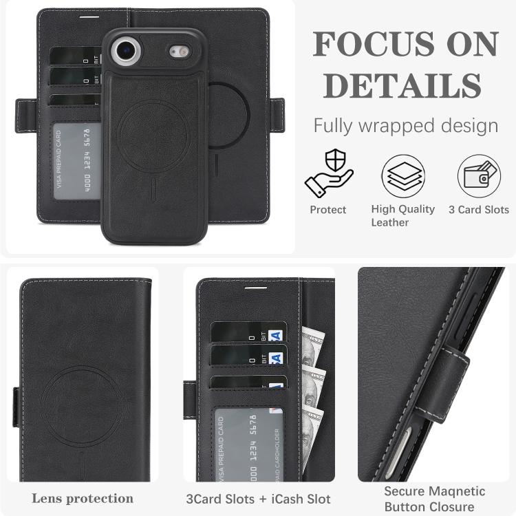 Kalebol Strong Magnetic MagSafe Ring 2 In 1 Split Leather Phone Case, For iPhone Air, For iPhone 16 Pro Max, For iPhone 16 Pro, For iPhone 16 Plus