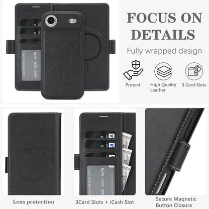 Kalebol Strong Magnetic MagSafe Ring 2 In 1 Split Leather Phone Case, For iPhone Air, For iPhone 16 Pro Max, For iPhone 16 Pro, For iPhone 16 Plus