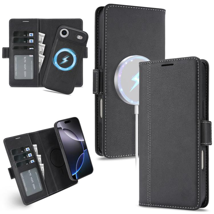 Kalebol Strong Magnetic MagSafe Ring 2 In 1 Split Leather Phone Case, For iPhone Air, For iPhone 16 Pro Max, For iPhone 16 Pro, For iPhone 16 Plus