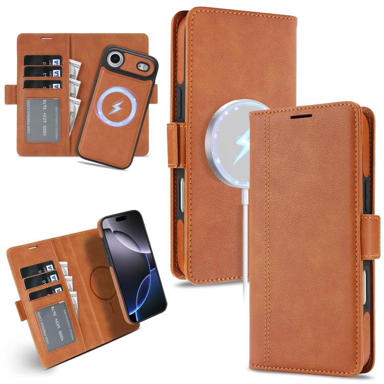 Kalebol Strong Magnetic MagSafe Ring 2 In 1 Split Leather Phone Case, For iPhone Air, For iPhone 16 Pro Max, For iPhone 16 Pro, For iPhone 16 Plus