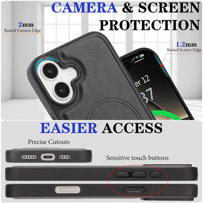 Kalebol Strong Magnetic MagSafe Ring 2 In 1 Split Leather Phone Case, For iPhone 16, For iPhone 15 Pro Max, For iPhone 15 Pro, For iPhone 15 Plus