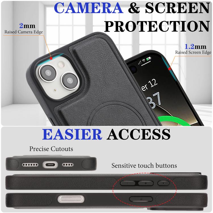 Kalebol Strong Magnetic MagSafe Ring 2 In 1 Split Leather Phone Case, For iPhone 15, For iPhone 14 Plus, For iPhone 14, For iPhone 14 Pro