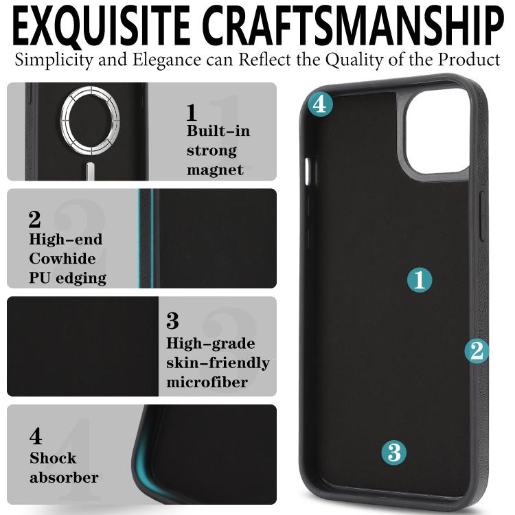 Kalebol Strong Magnetic MagSafe Ring 2 In 1 Split Leather Phone Case, For iPhone 15, For iPhone 14 Plus, For iPhone 14, For iPhone 14 Pro