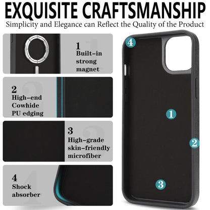 Kalebol Strong Magnetic MagSafe Ring 2 In 1 Split Leather Phone Case, For iPhone 15, For iPhone 14 Plus, For iPhone 14, For iPhone 14 Pro