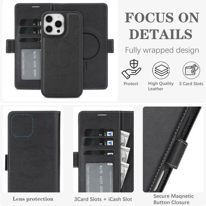 Kalebol Strong Magnetic MagSafe Ring 2 In 1 Split Leather Phone Case, For iPhone 14 Pro Max, For iPhone 13 Pro Max, For iPhone 13 Pro, For iPhone 13