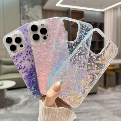 Sequins Glitter Gradient Epoxy TPU Phone Case, For iPhone 16 Pro, For iPhone 16 Plus, For iPhone 16, For iPhone 15 Pro Max, For iPhone 15 Pro, For iPhone 15 Plus