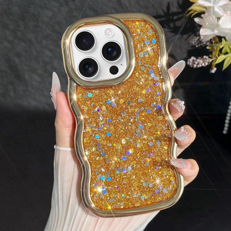 Wave Glitter Sequined Electroplated Phone Case, For iPhone 17, For iPhone Air, For iPhone 16 Pro Max