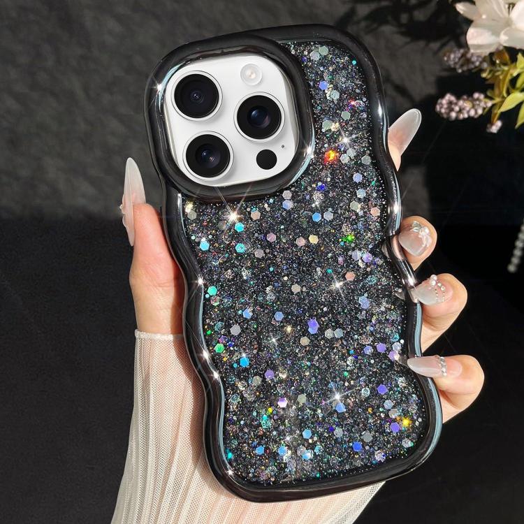 Wave Glitter Sequined Electroplated Phone Case, For iPhone 16 Pro, For iPhone 16 Plus, For iPhone 16